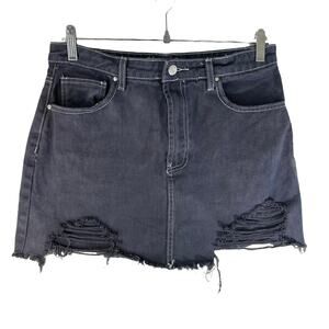 Forever 21 Y2K Womens Distressed Raw Hem Mini Skirt Faded Black Size 29 Edgy